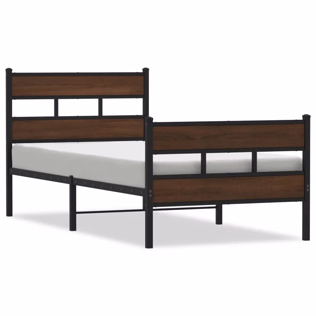 Berkfield Home Single Metal Bed Frame with Headboard and Footboard in Brown, W/D/H: 90 x 190 cm – 2