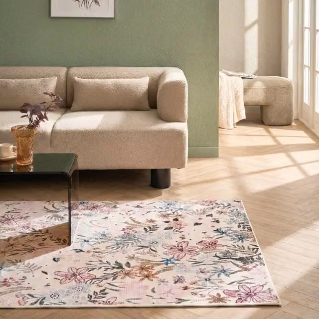 Wyld and Coco Multicolour Floral Boho Area Rug, W: 140 cm, L: 200 cm