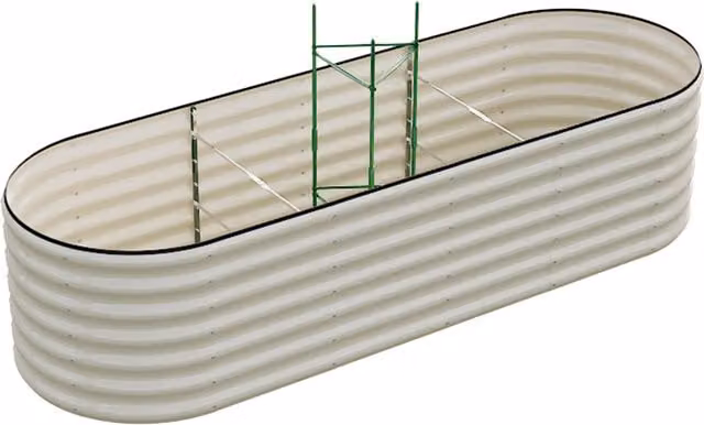 Livingandhome White Oval Metal Raised Garden Bed