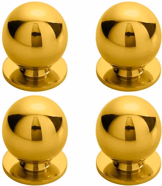 Loops 4 Pack Polished Brass Solid Ball Cupboard Door Knobs – 2