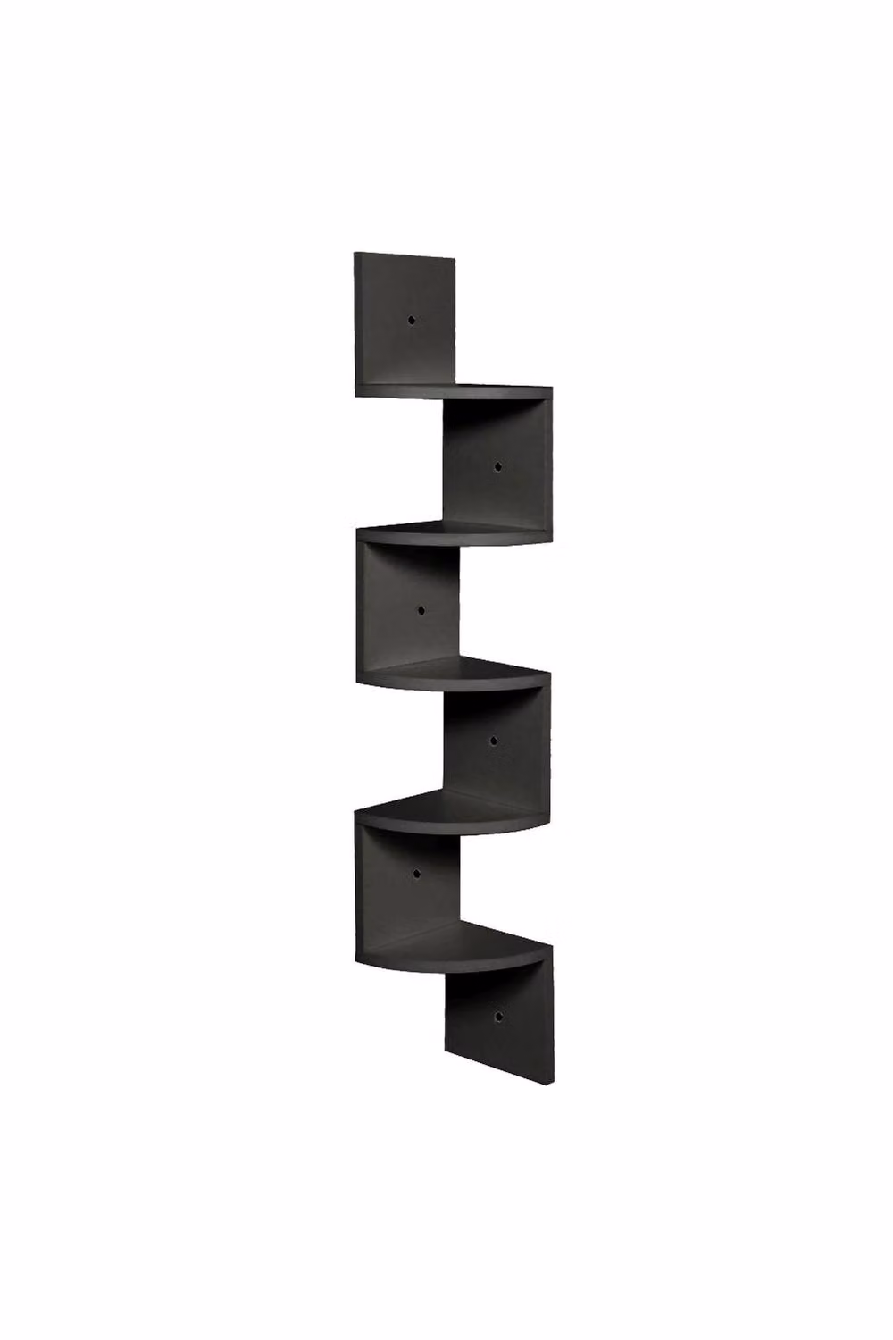 Garden Sanctuary 5-Tier Black Wooden Zigzag Floating Corner Shelves – 2