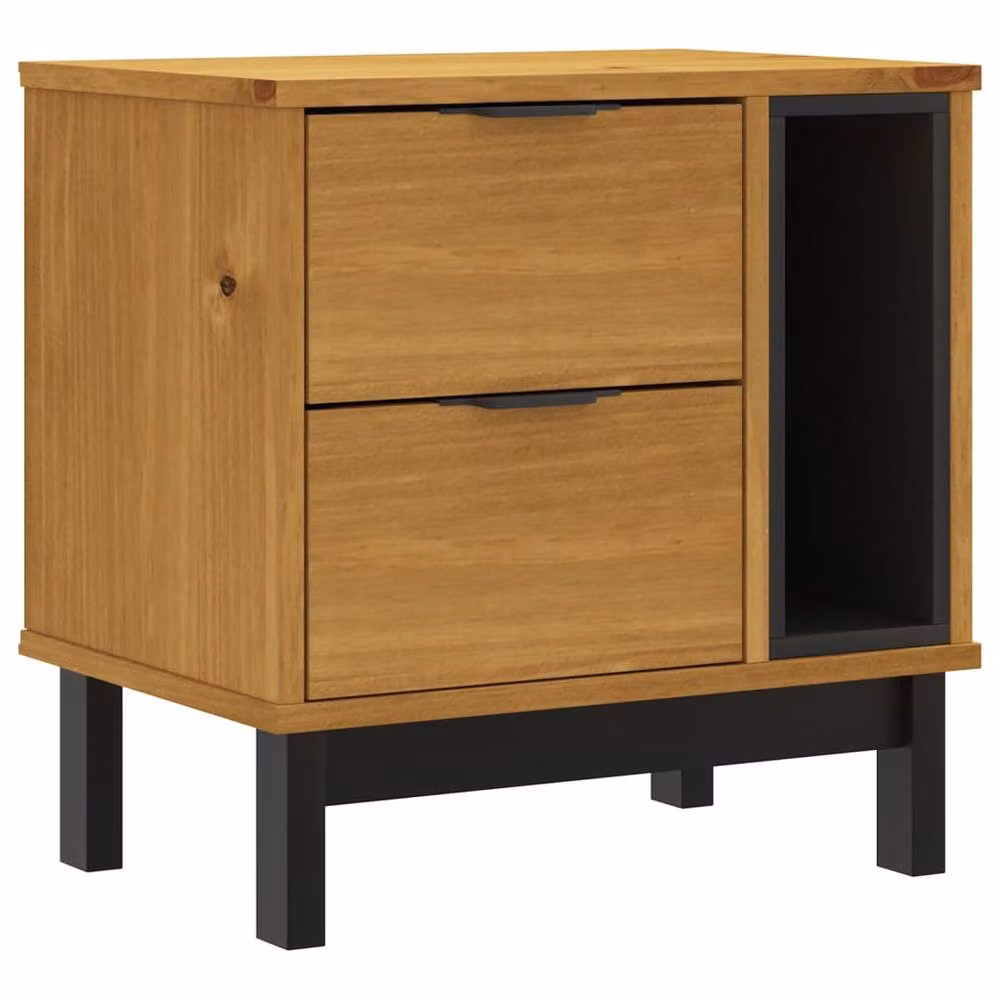 Berkfield Home Beautiful FLAM Bedside Cabinet in Brown Solid Wood Pine W/D/H: 49 x 35 x 50 cm – 3