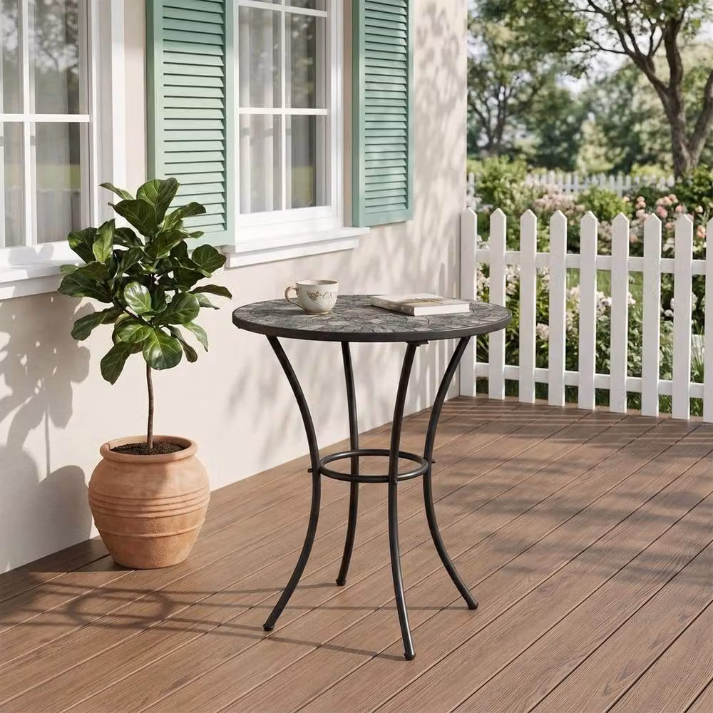 Kelvenix Bistro Garden Side Bar Table in Black Metal – 4