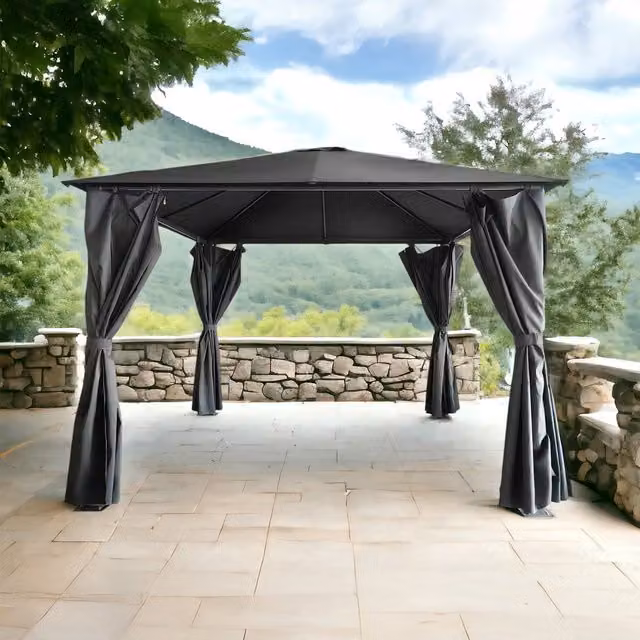 Royalcraft Titan Grey Hip Roof Gazebo with Galvanised Steel Frame, W/D/H: 250 x 250 x 250 cm