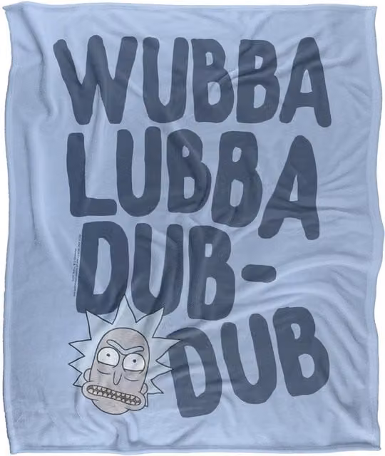 Warner Brothers Rick & Morty Officially Licensed Silky Touch Super Soft Fluffy Throw Blanket, White, W: 152 cm, D: 127 cm – 1