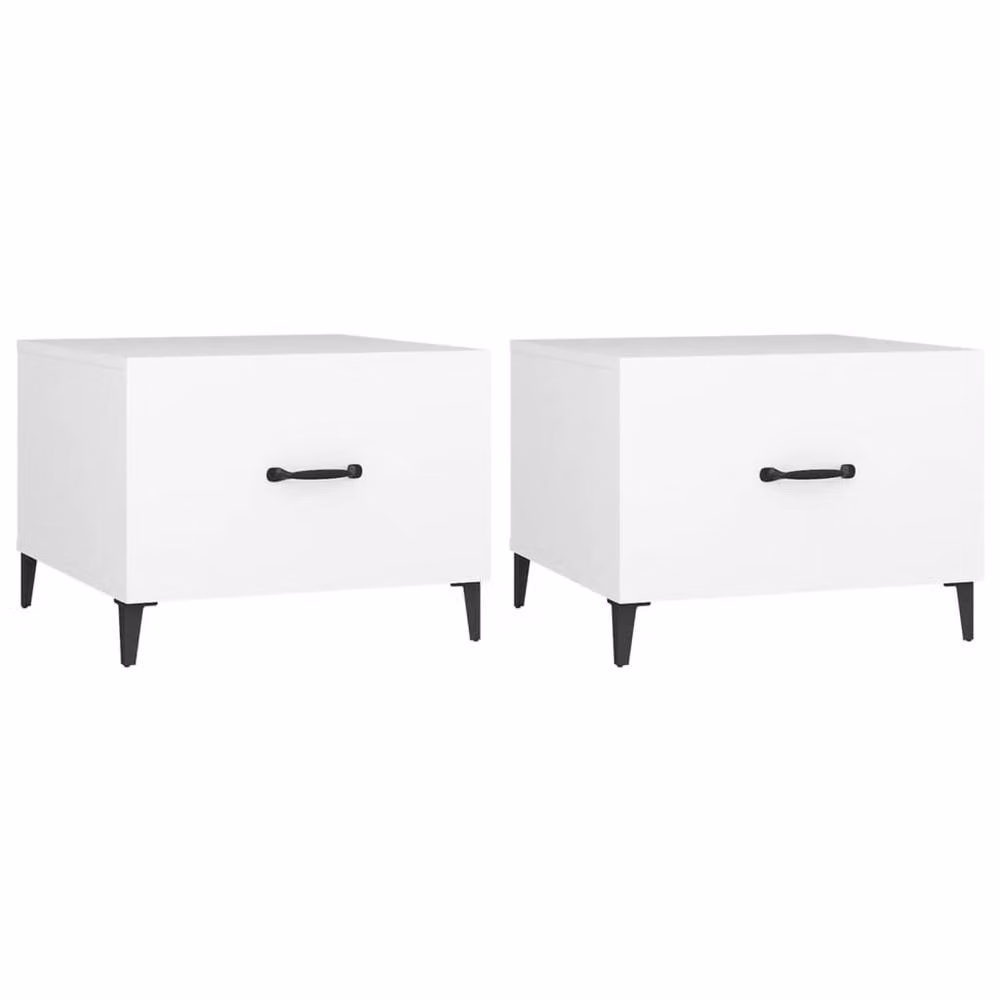 Berkfield Home Set of 2 White Decorative Nested Coffee Tables with Metal Legs, W/D/H: 50 x 50 x 40 cm – 2