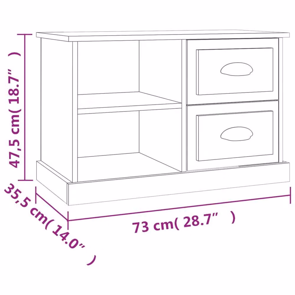 Berkfield Home TV Cabinet in Concrete Grey, W/D/H: 73 x 35.5 x 47.5 cm – 4