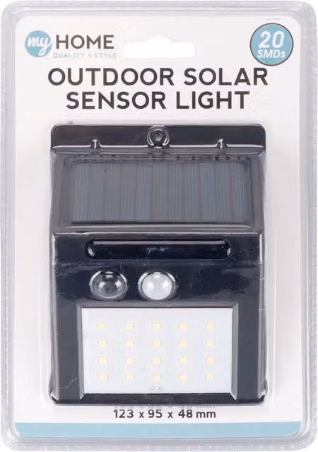 My Home Black Solar Motion Sensor Outdoor Garden Light