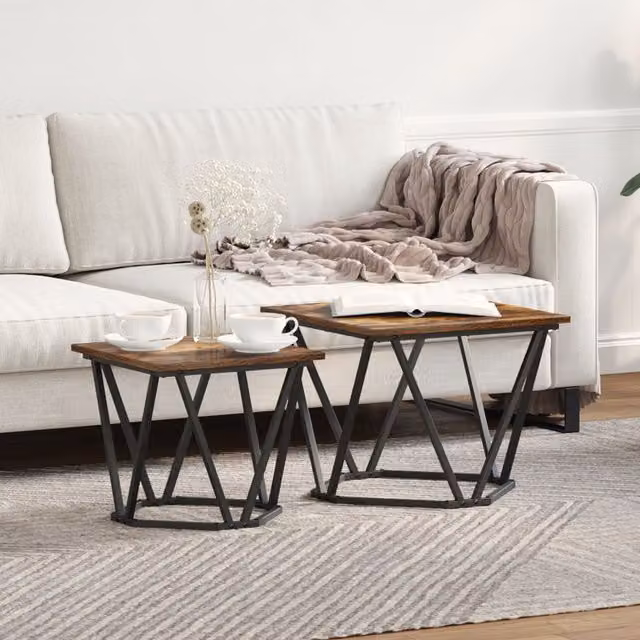Berkfield Home 2 Piece Smoked Oak Side Table Set in Brown – 1
