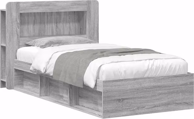 Berkfield Home Modern Bed Frame with Storage Drawers in Grey Sonoma, W/D/H: 80 x 200 cm, Engineered Wood