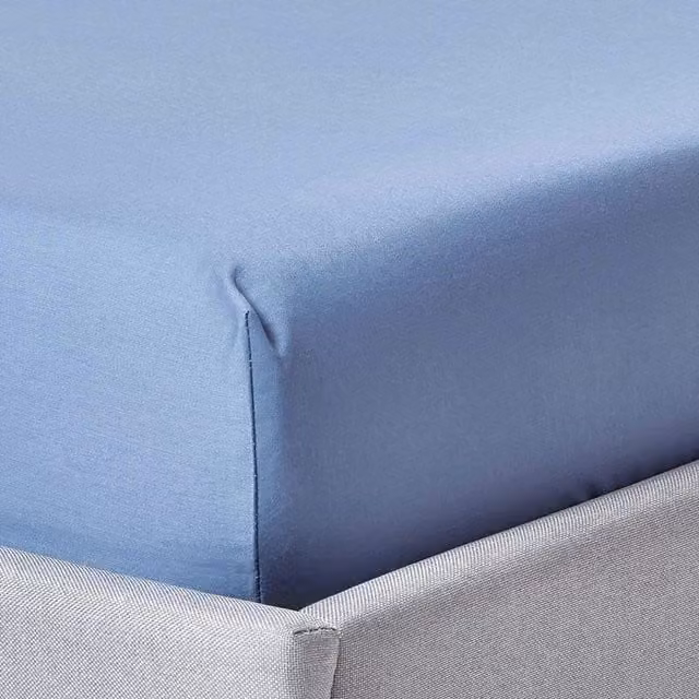 Homescapes 1000 Thread Count Egyptian Combed Cotton Mako Satin Fitted Sheet, Air Force Blue, W: 120 cm, L: 200 cm