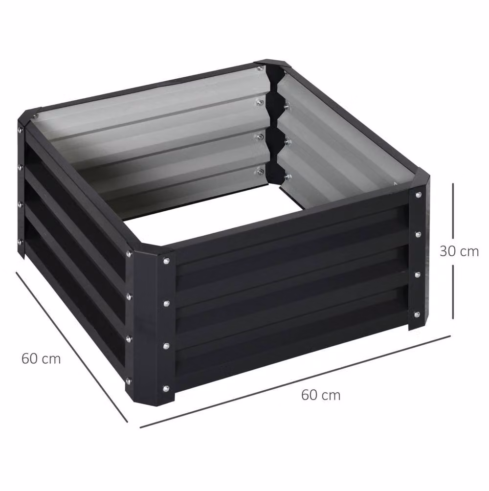 STILVORA Set of 2 Steel Grey Planter Tub Boxes, 60 cm – 2