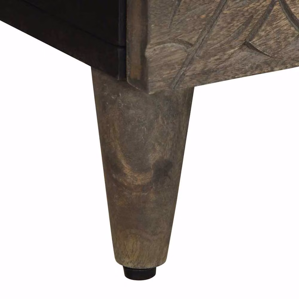 Berkfield Home Set of 2 Light Grey Mango Wood Bedside Cabinets, W/D/H: 40 x 33 x 46 cm – 6