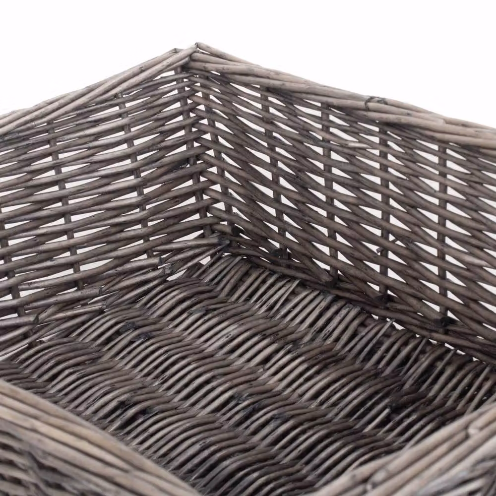 Red Hamper Rectangular Wicker Tray in Brown with Antique Wash Finish – 3