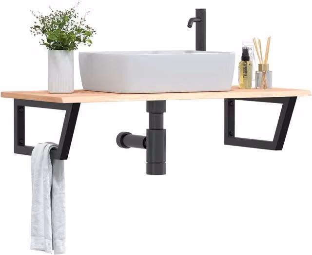 Berkfield Home Wall Mounted Basin Shelf in Brown Oak and Steel