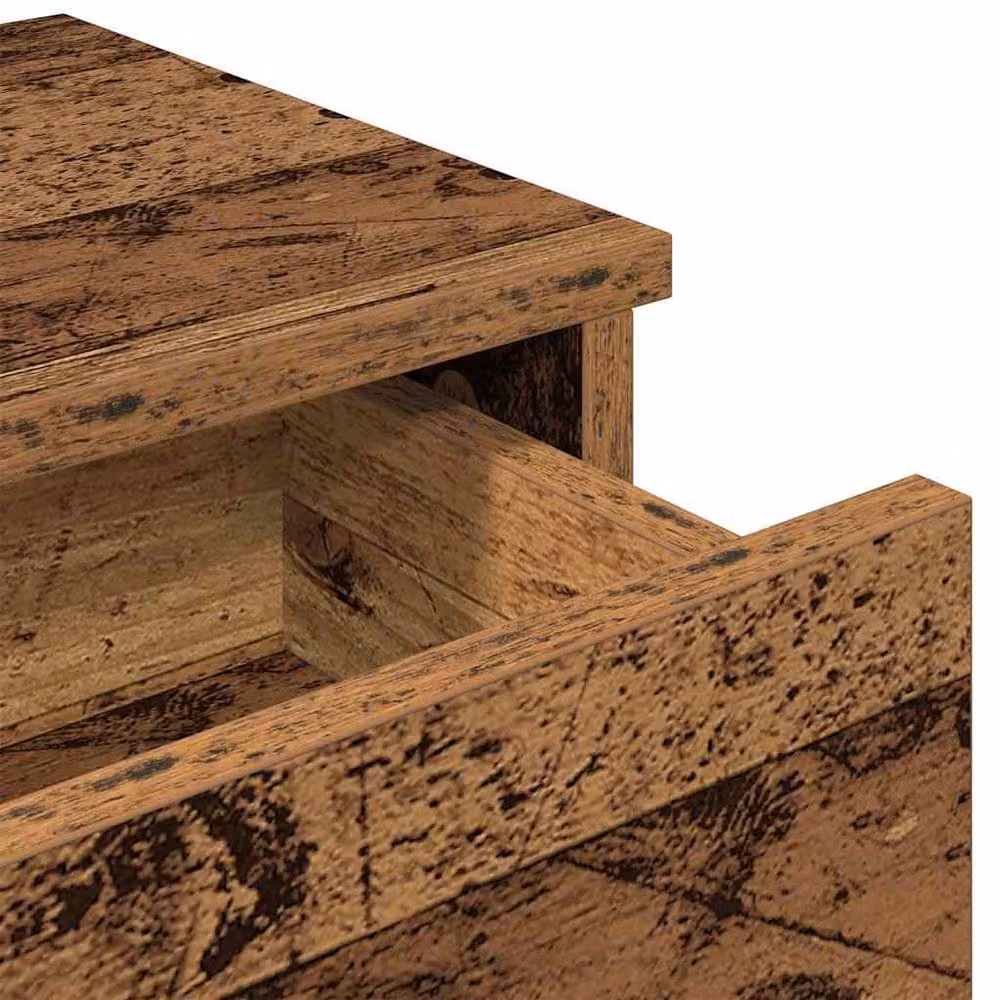Berkfield Home Wall Mounted Shelf with Drawers in Old Wood Brown, W/D/H: 80 x 31 x 17 cm – 3