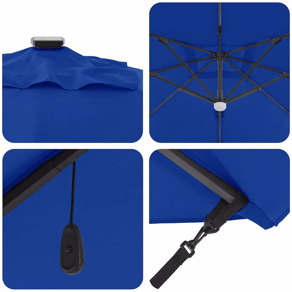 Berkfield Home Roma Cantilever Parasol with LEDs in Azure Blue, Aluminium, W/D/H: 286 x 285 x 270 cm – 4
