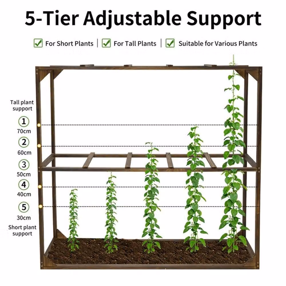 Ventryn Brown Wooden Tomato Cage Trellis Plant Support for Vegetable Gardens – 4
