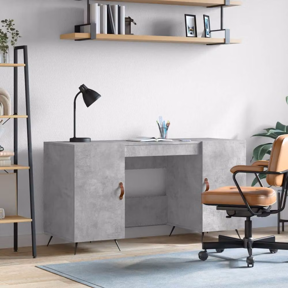 Berkfield Home Elegant Writing Desk in Concrete Grey, W/D/H: 140 x 50 x 75 cm – 2