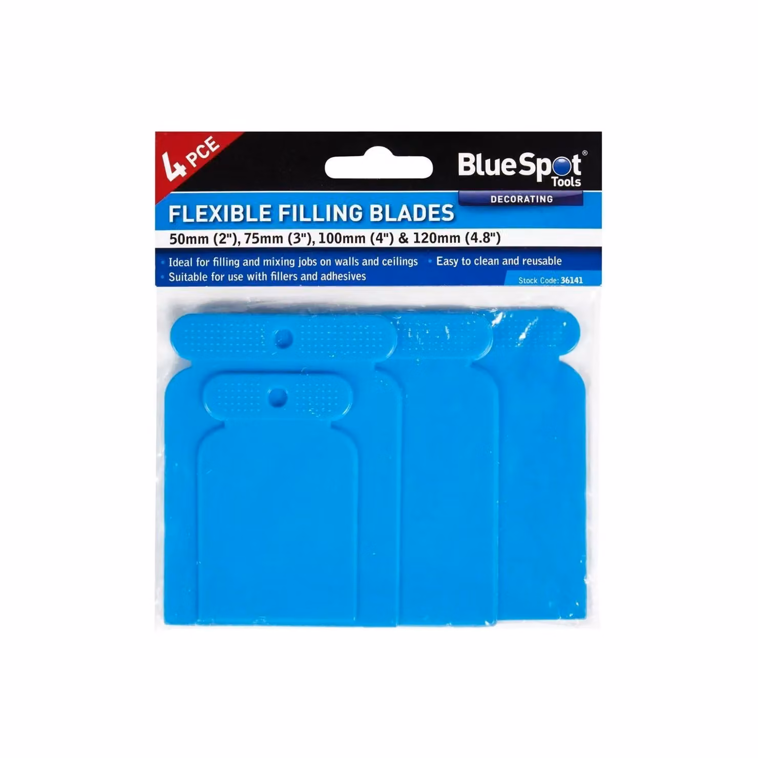Bluespot Tools 4 Piece Flexible Filling Blade Set in Blue and Multicolour – 2