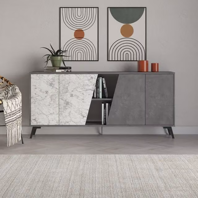 Decortie Fiona Console Sideboard Display Unit 180 in Retro Grey