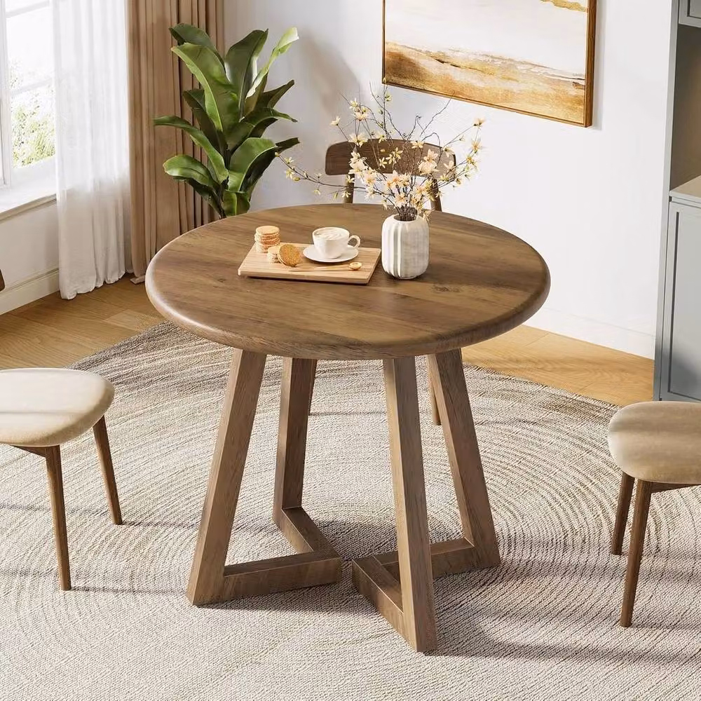 VOGREX Round Dining Table in Brown, Diameter: 80 cm, Height: 75 cm – 6