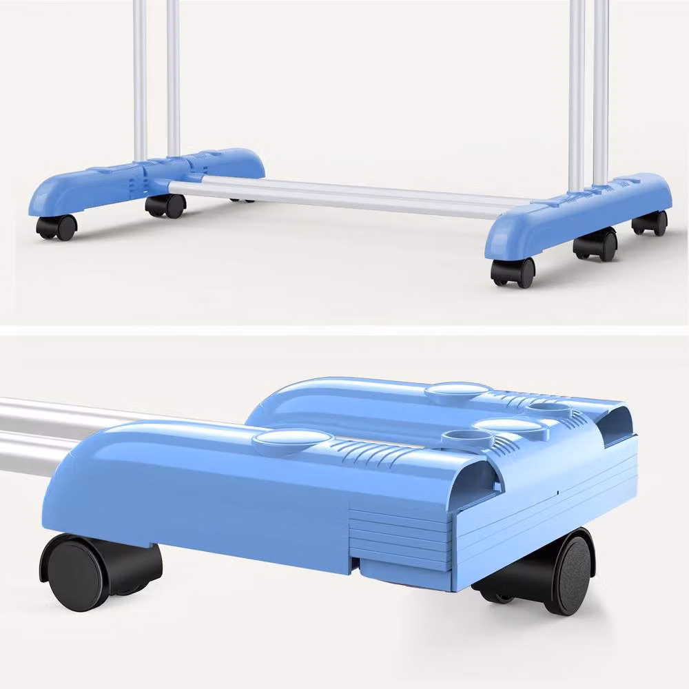 Dprodo 4-Tier Laundry Drying Rack in Blue with Wing Arms, Hooks and Wheels – 2