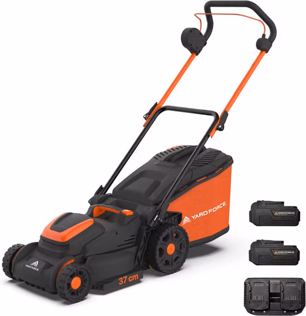 Yard Force 40V Cordless Lawnmower with Mulching Kit and Collection Bag, Orange