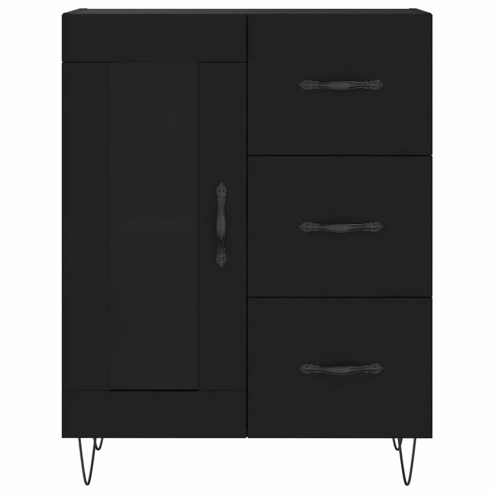 Berkfield Home Black Matt Sideboard W: 69.5 cm, D: 34 cm, H: 90 cm – 4
