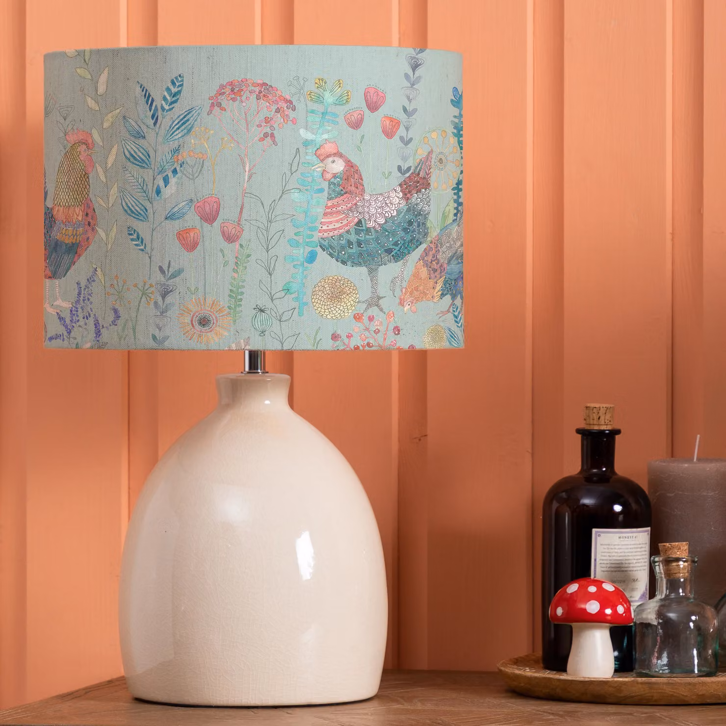 Voyage Maison Leura Ceramic Table Lamp with Bilbury Eva Fabric Lampshade in Blue and Beige – 2