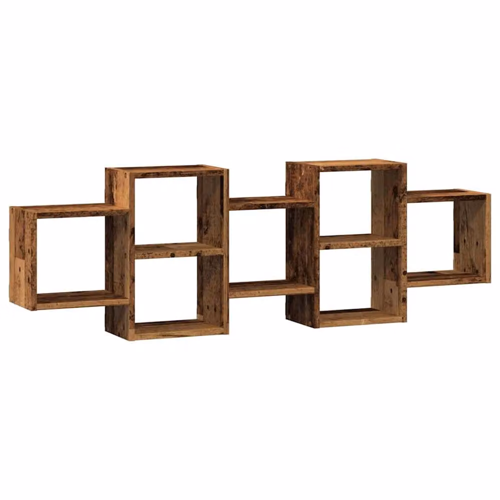 Berkfield Home Wall Shelf in Old Wood Brown, W/D/H: 129 x 42 x 18 cm – 2