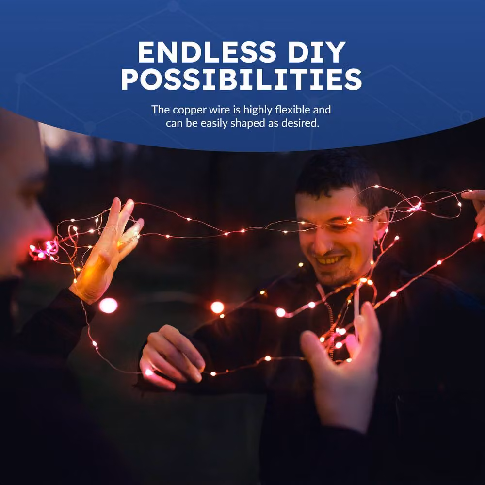 Desiretech 2-Pack Battery-Powered LED Copper Wire Fairy String Lights in Red – 4