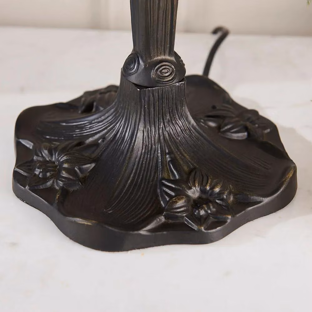 Loops Tiffany Glass Table Lamp with Blue Dragonfly Shade and Dark Bronze Base – 4