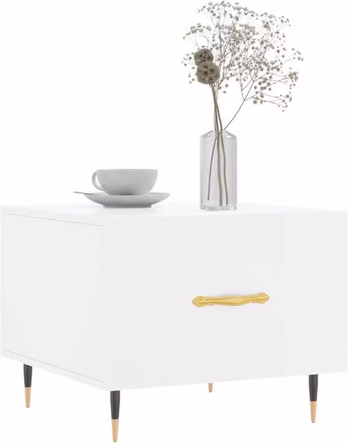 Berkfield Home Decorative Coffee Table in High Gloss White, W/D/H: 50 x 50 x 40 cm