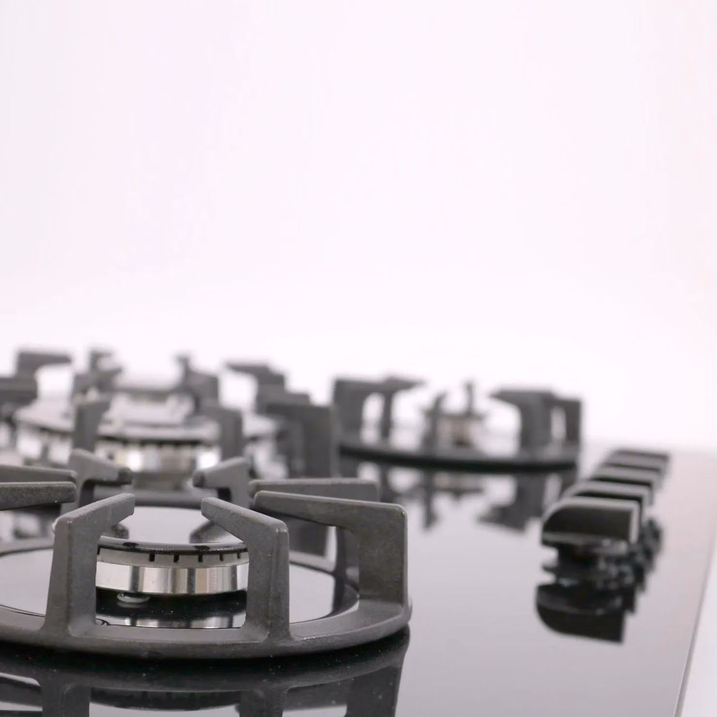 SIA BGH90BL Black 5 Burner Gas On Glass Built-in Hob with Cast Iron Supports and LPG Kit, Width: 90 cm – 2