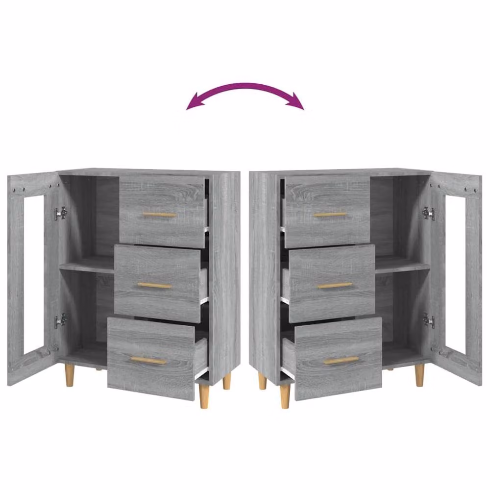 Berkfield Home Grey Sonoma Sideboard in Engineered Wood, W/D/H: 69.5 x 34 x 90 cm – 3