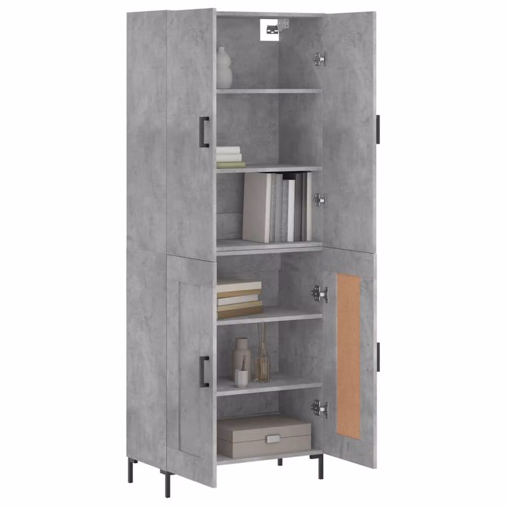 Berkfield Home Highboard in Concrete Grey, W/D/H: 69.5 x 34 x 180 cm – 3