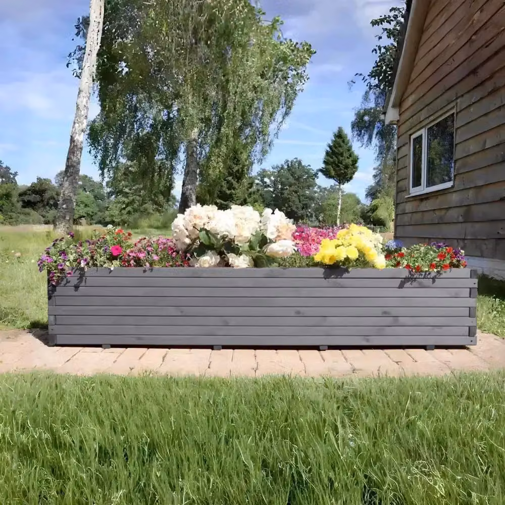 Access Garden Products Grey Pine Raised Trough Planter, W: 180 cm, D: 40 cm, H: 40 cm – 2