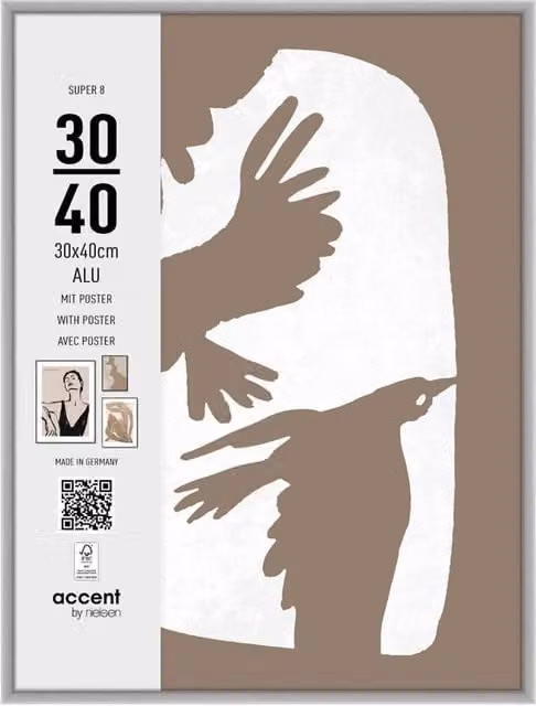 Nielsen Design Super 8 Aluminium Single Picture Frame with Modern Abstract Art Print, Silver, W: 30 cm, H: 40 cm