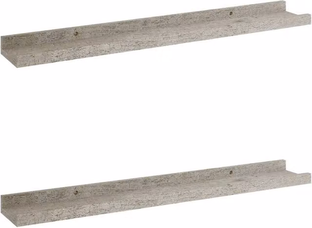 Berkfield Home Wall Mounted Shelves, 2 Pack, Grey, W: 60 cm, D: 9 cm, H: 3 cm