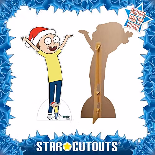 Star Cutouts SC4179 Morty Smith Happy Christmas Rick & Morty Lifesize Cardboard Cutout, Multicolour, H 160 cm x W 90 cm x D 1 cm – 2