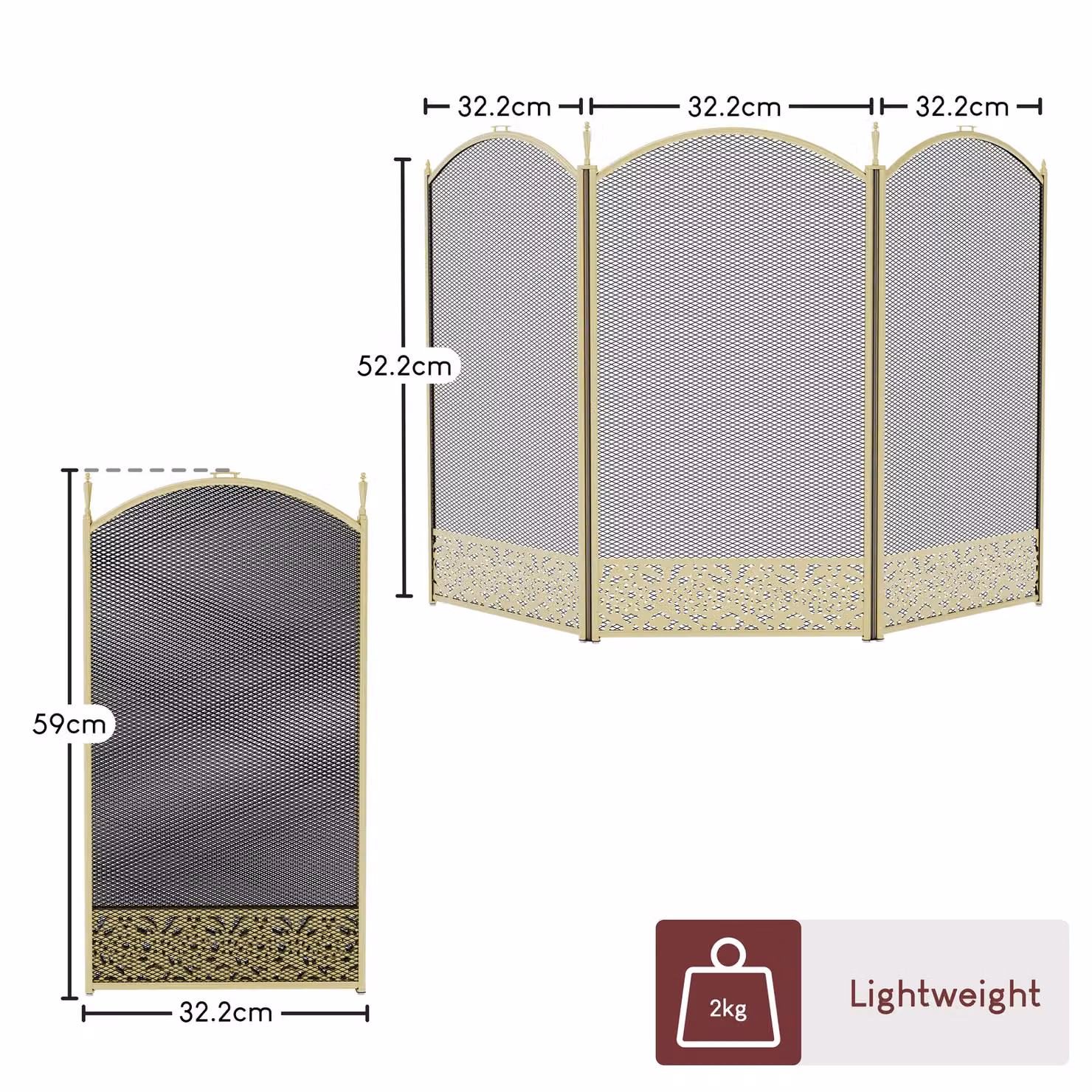 Home Discount Fire Vida Ingleton 3 Panel Fire Guard in Metallic Gold – 2