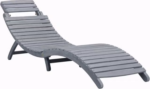 Berkfield Home Sun Lounger in Grey Wash Solid Acacia Wood with Castors – 1