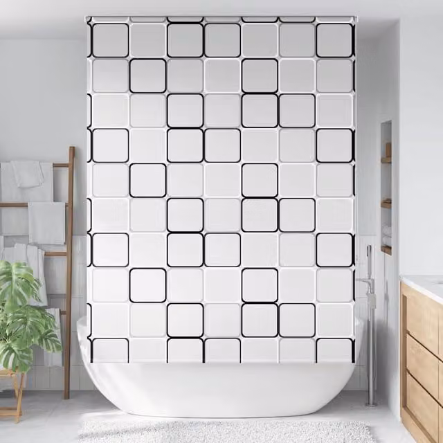 Berkfield Home Black Opaque Shower Roller Blind, W: 150 cm, H: 240 cm