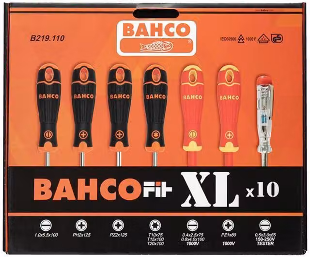 BahcoFit 10 Piece XL Manual Screwdriver Set in Orange