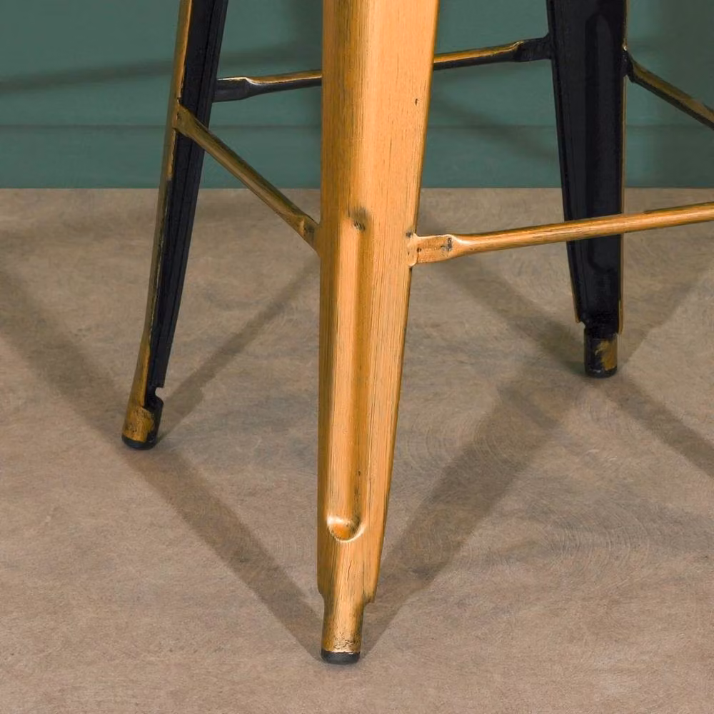 FLAVORA Gold Metal Bar Stool, Tolix Inspired Industrial Style, Height: 75.5 cm – 2
