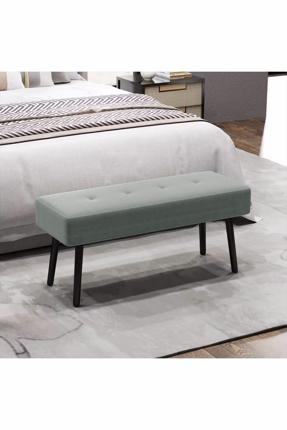 ERGOVEXA Retro End of Bed Bench in Green, W/D/H: 220 x 45 x 36 cm – 2