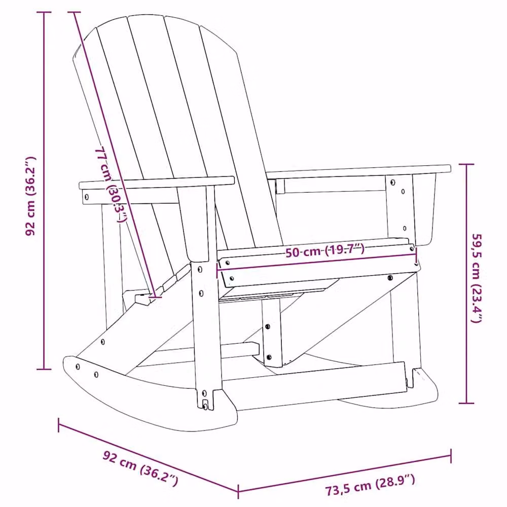 Berkfield Home Modern Adirondack Rocking Chair in Navy Blue, W/D/H: 73.5 x 92 x 90 cm – 8