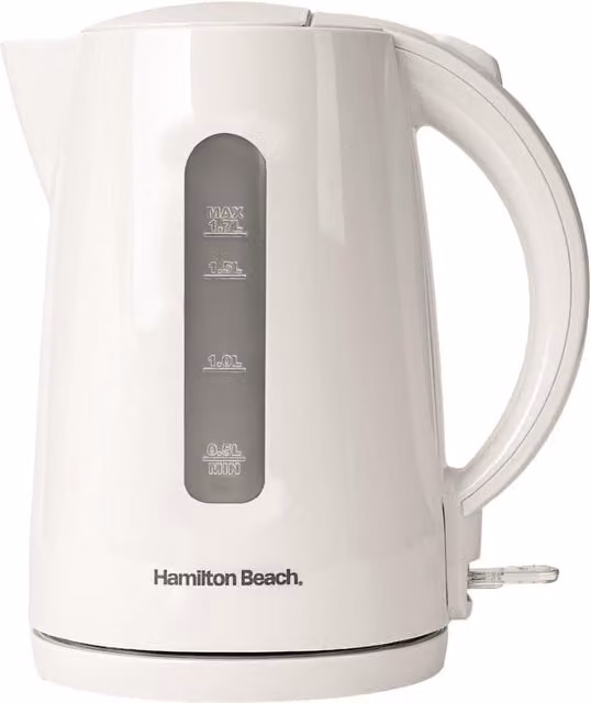 Hamilton Beach Essentials 1.7L Rapid Boil Electric Kettle, White – 1