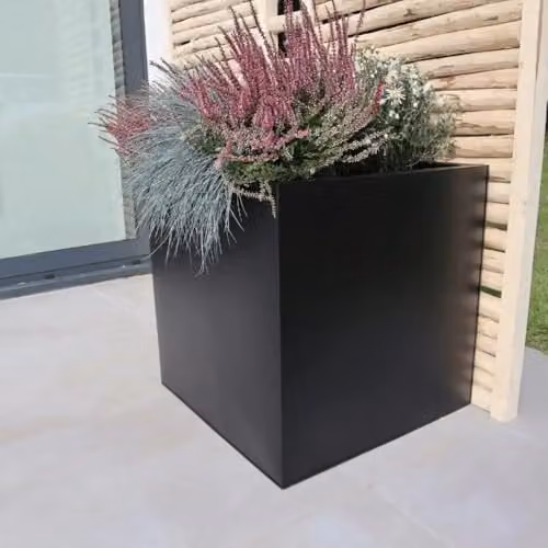 Tulipy Galvanised Steel Square Planter, Matte Black, W/D/H: 60 x 60 x 60 cm – 9